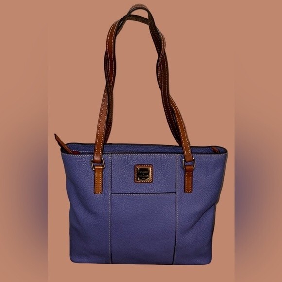 Dooney & Bourke Lexington Blue Pebbled Leather Tote Shoulder Bag - Picture 3 of 16